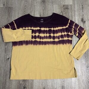 J.Jill Pure Jill Tee Womens S Purple Gold Artist Palette Tie-Dyed Long Sleeve